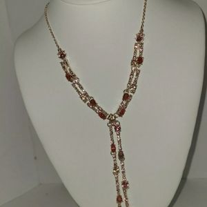 Peach/pink Short Java Y Necklace, INC